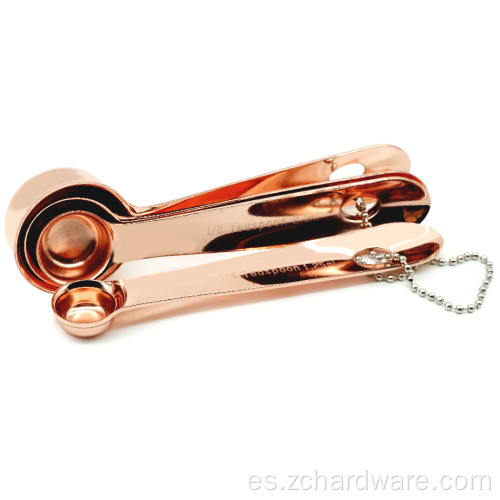 Conjunto de cucharas de acero inoxidable chapado en cobre de 4